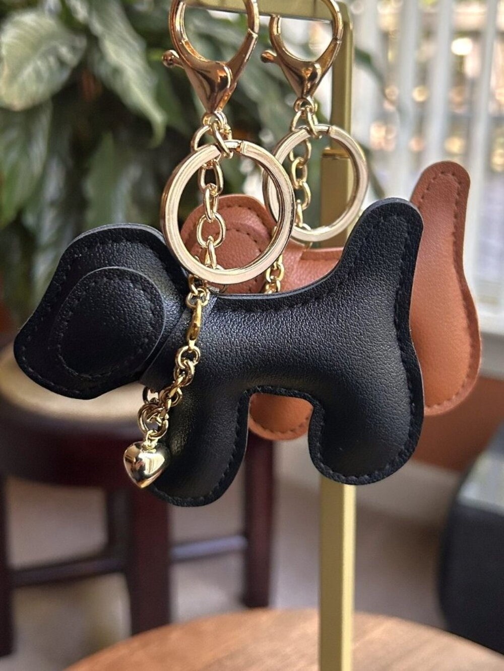New PUPPY LOVE Bag Charm, Key Ring, Black